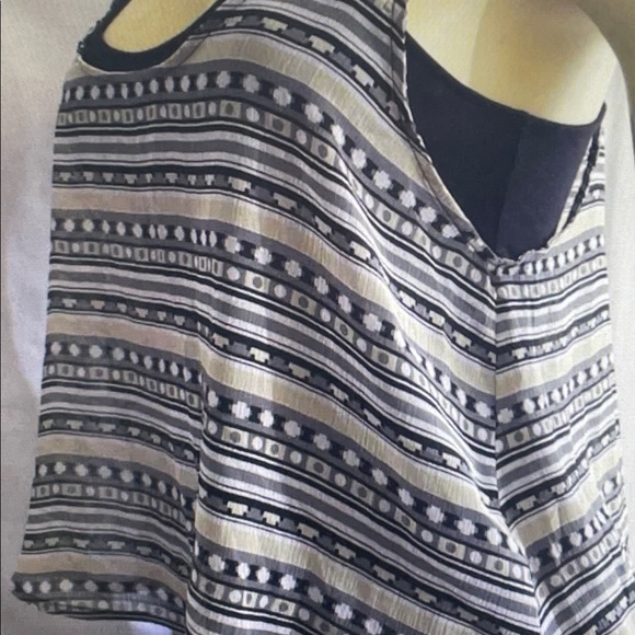 Guess Black and White Striped Scoop Neck Tank - Picture 2 of 5